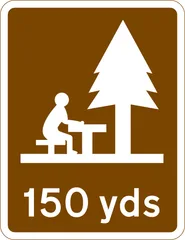 Picnic area 150 yards ahead — UK road sign