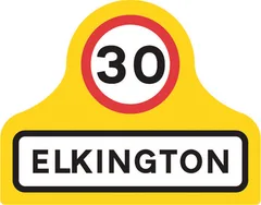 Start of a 30 miles per hour speed limit at the boundary of a town or village — UK road sign