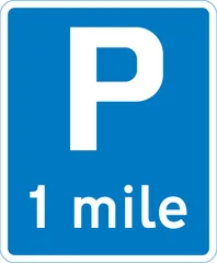 Distance to a parking place ahead — UK road sign