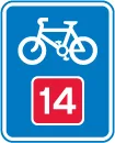 Number route for pedal cycles forming part of a national cycle route network — UK road sign