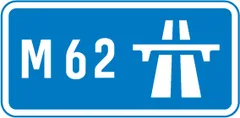 Motorway Rules topic icon: Start of motorway regulations, including the national speed limit sign