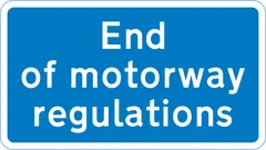 Entrance to motorway service area, or similar facility within the length of a motorway where motorway regulations cease to apply — UK road sign