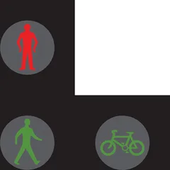 Light signals for pedestrians and cyclists at a Toucan crossing — UK road sign