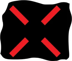 Lane control signal indicating that vehicles may not proceed along the lane directly beneath the signal — UK road sign