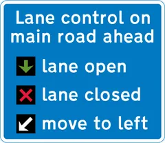 Lane control signals in operation on the road extending from the junction ahead — UK road sign