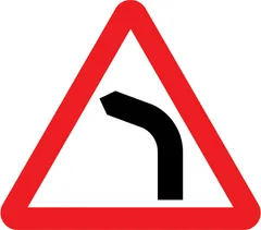 Bend ahead to the left — UK road sign