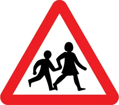 Vulnerable Road Users topic icon: Children going to or from school or playground ahead sign