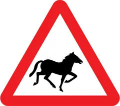 Wild horses or ponies likely to be in road ahead — UK road sign