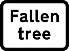 Fallen tree ahead — UK road sign