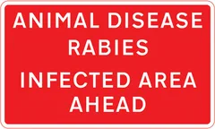 Area infected by animal disease ahead — UK road sign