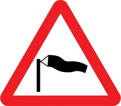 Side winds likely ahead — UK road sign