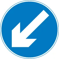 Vehicular traffic passing the sign must keep to the left of the sign — UK road sign