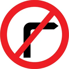 No right turn for vehicular traffic — UK road sign