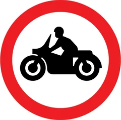 Solo motor cycles prohibited — UK road sign