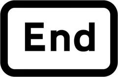 End of restriction or prohibition conveyed by an associated sign — UK road sign