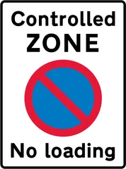 Entrance to a controlled parking zone, with loading and unloading prohibited — UK road sign