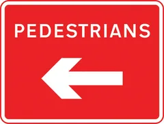 Direction of temporary route for pedestrians — UK road sign