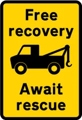 Information on breakdown recovery services during road works — UK road sign