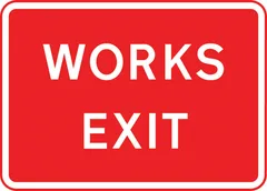 Temporary exit from a construction or road works site — UK road sign