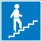 Stepped entrance to pedestrian overbridge — UK road sign