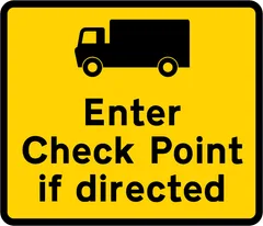 Goods vehicles may be directed to enter a check point ahead — UK road sign