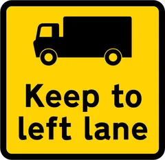 Goods vehicles should keep to the left hand lane on approach to check point ahead — UK road sign