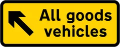 Goods vehicles should leave the main carriageway on the approach to a vehicle check point — UK road sign