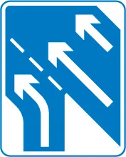 Additional traffic lane joining from the left ahead — UK road sign
