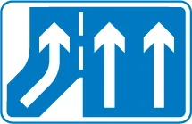 Additional traffic lane joining from the right ahead — UK road sign