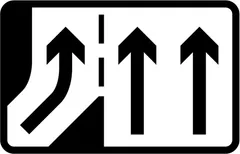 Additional traffic lane joining from the left ahead (non-primary routes) — UK road sign