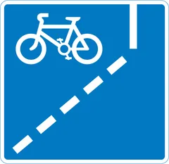 With-flow cycle lane ahead — UK road sign