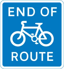 End of cycle lane, track or route — UK road sign