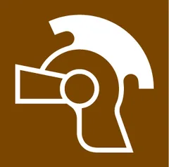 Tourist symbol for England and Wales: site with Roman remains — UK road sign